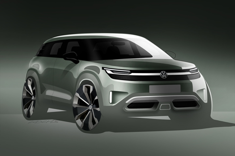Новый маленький кроссовер Volkswagen показался на скетчах